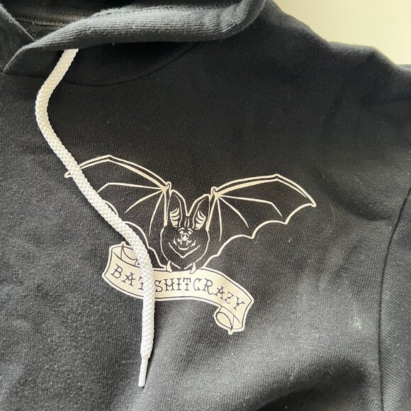 Freak Fly Designs Womens Large Pullover Hoodie Bat S Crazy Halloween Spooky - Picture 2 of 4
